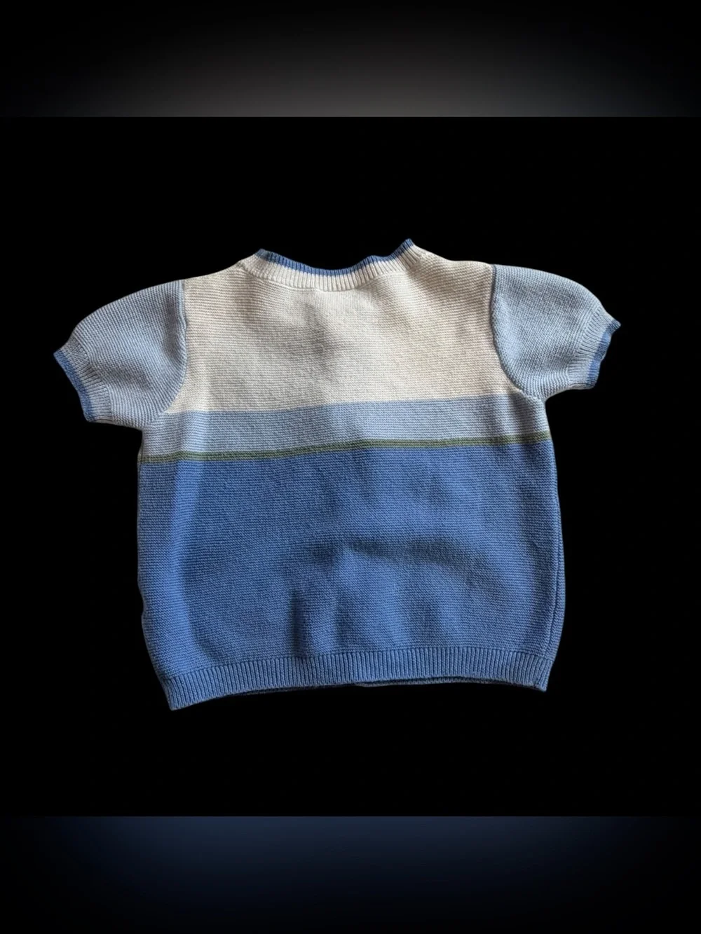 Vintage 90s Baby Boy Embroidered Boat Cardigan Knit Sweater Blue White 9 Months